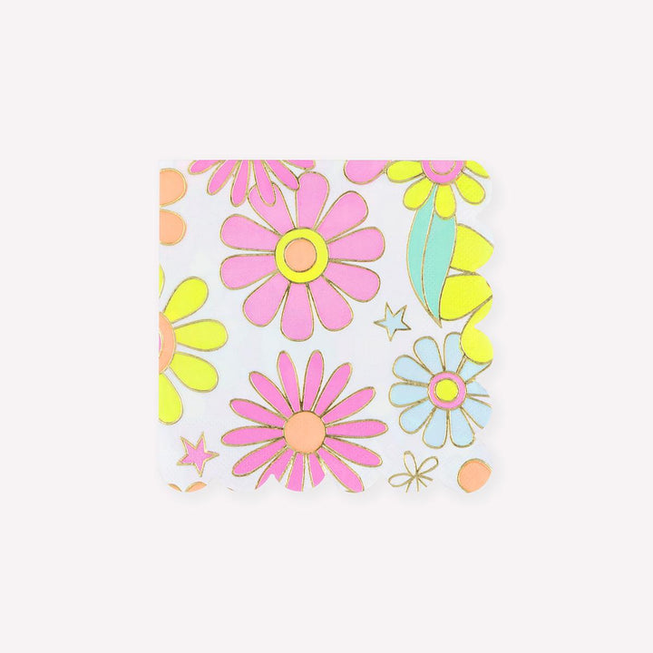Flower Power Small Party Napkins x 16 | Meri Meri party napkins Flower Power Small Party Napkins x 16