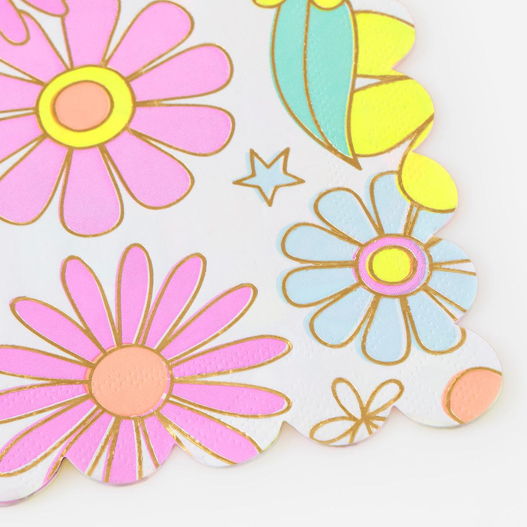 Flower Power Small Party Napkins x 16 | Meri Meri party napkins Flower Power Small Party Napkins x 16