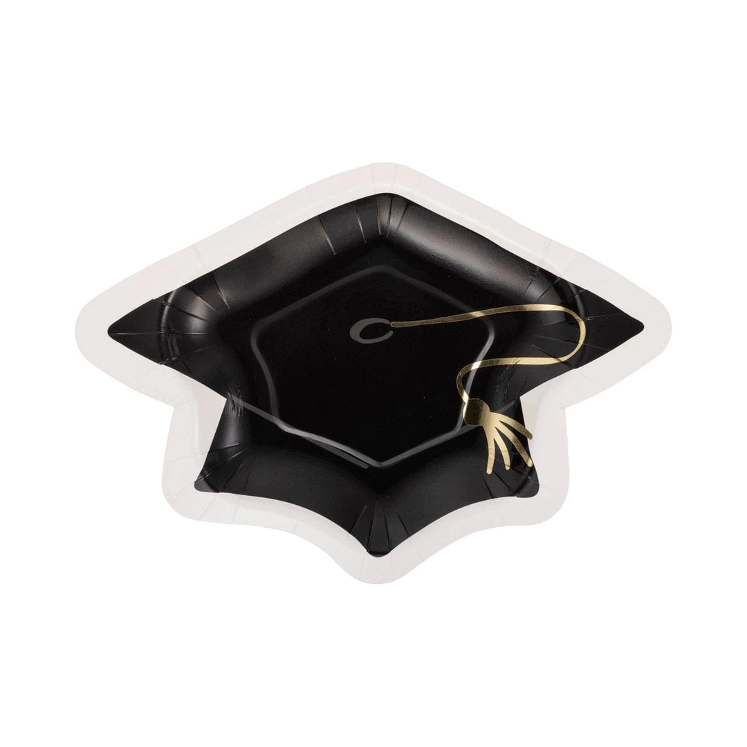 Foil Balloon Graduation Cap  - Congrats! - Graduation Decorations Disposable Plates Graduation Cap Shaped Paper Plates – Pack of 8