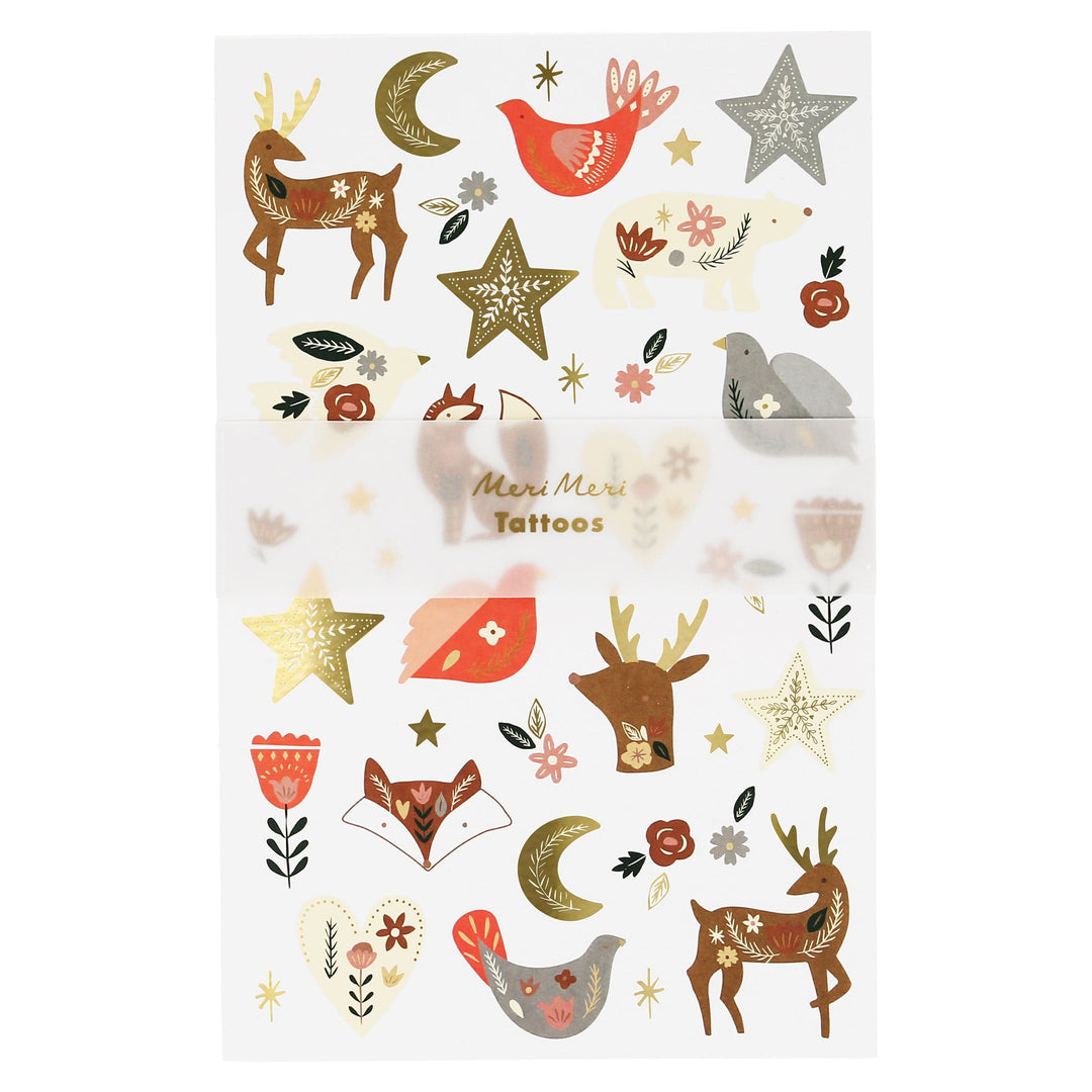 Folk Woodland Temporary Tattoo Sheets x 2 | Meri Meri Stocking Fillers temporary tattoos Folk Woodland Temporary Tattoo Sheets x 2