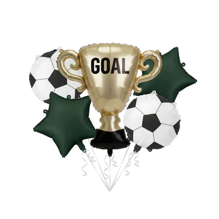 Football Goal Trophy Foil Balloon Bouquet Set x 5 - Football Balloons Foil Balloon Football Goal Trophy Foil Balloon Bouquet Set x 5