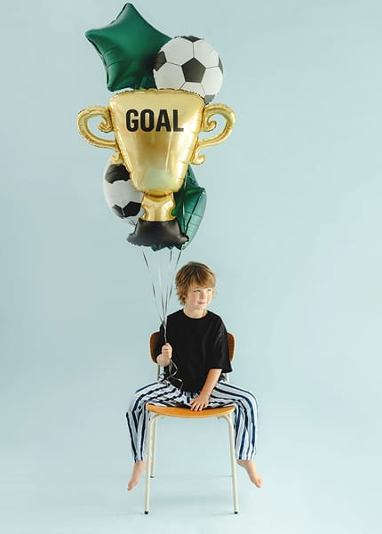 Football Goal Trophy Foil Balloon Bouquet Set x 5 - Football Balloons Foil Balloon Football Goal Trophy Foil Balloon Bouquet Set x 5