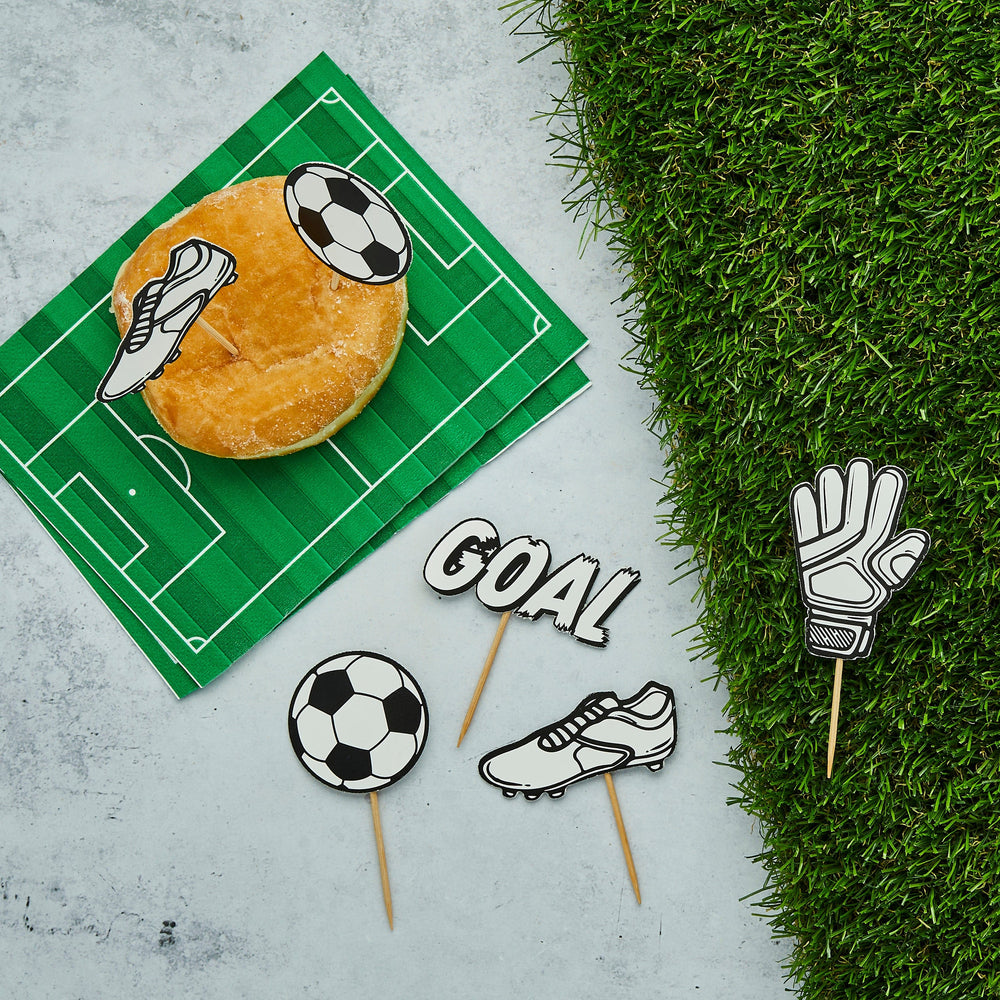 Football Party Supplies - Football Party Food Picks x 12 Cake Topper Football Party Food Picks x 12