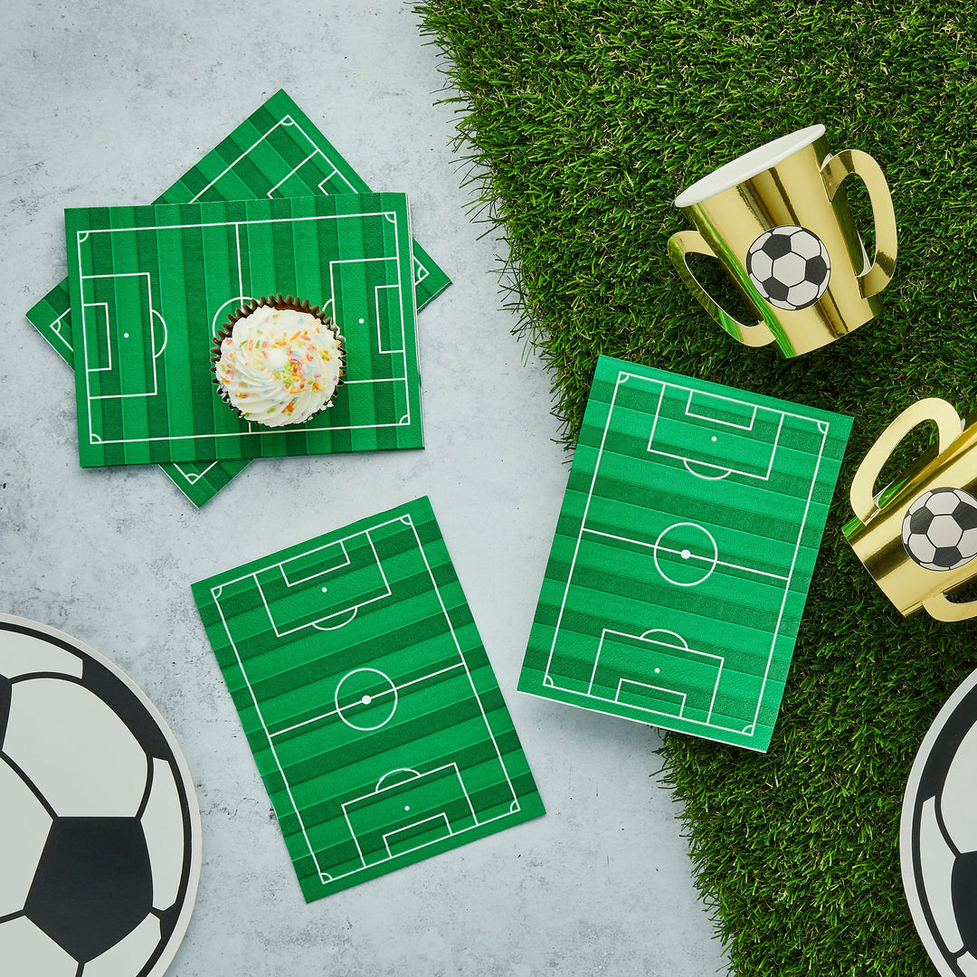 Football Party Supplies - Football Pitch Party Napkins x 16 Paper Napkins Football Pitch Party Napkins x 16
