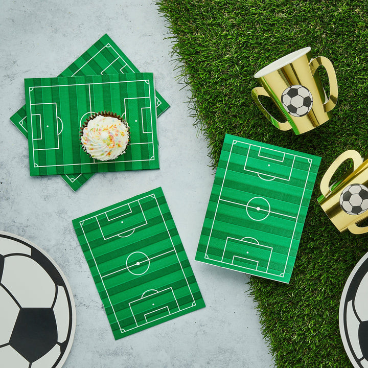 Football Party Supplies - Football Pitch Party Napkins x 16 Paper Napkins Football Pitch Party Napkins x 16