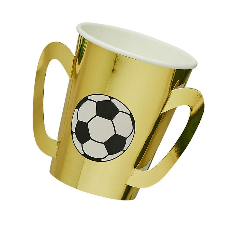 Football Party Supplies - Football Trophy Party Cups x 8 Disposable Cups Football Trophy Party Cups x 8