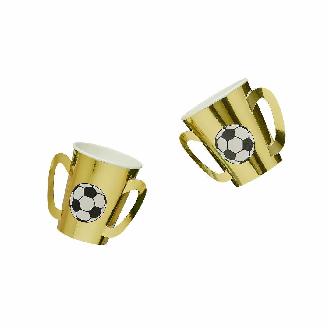 Football Party Supplies - Football Trophy Party Cups x 8 Disposable Cups Football Trophy Party Cups x 8