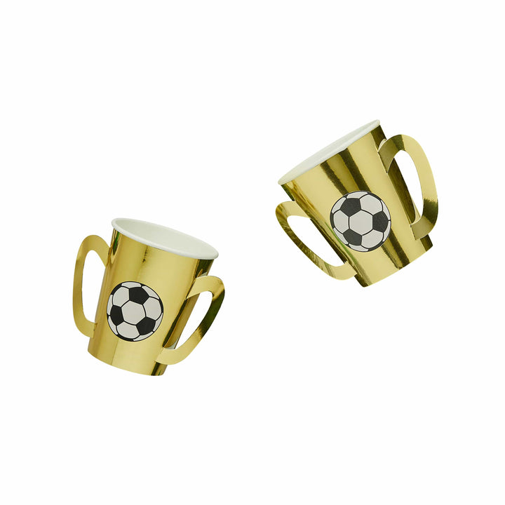 Football Party Supplies - Football Trophy Party Cups x 8 Disposable Cups Football Trophy Party Cups x 8