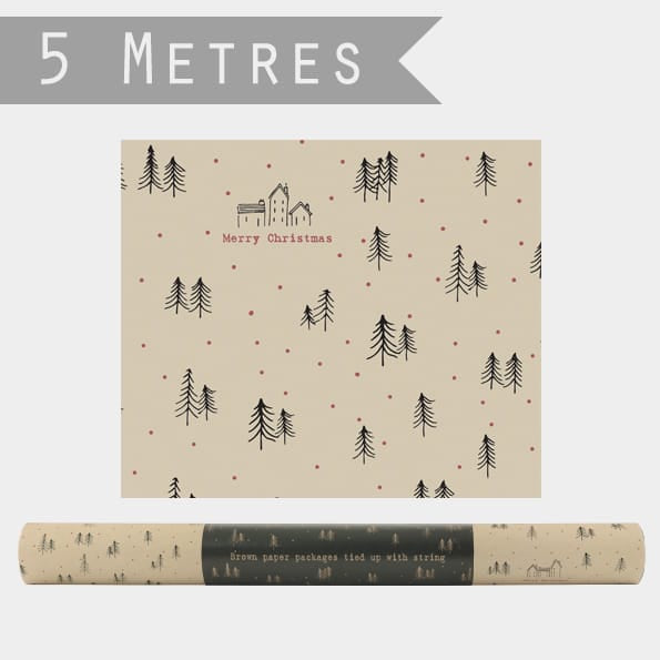 Forest Christmas Kraft Wrapping Paper 5m Roll | East of India Gift Wrap East of India Kraft Christmas Wrapping Paper Roll - Forest Christmas