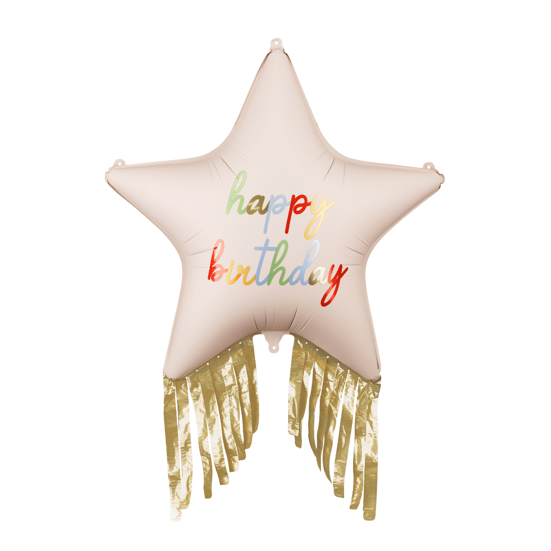 Fringed Happy Birthday Star Foil Balloon Balloons Fringed Happy Birthday Star Foil Balloon