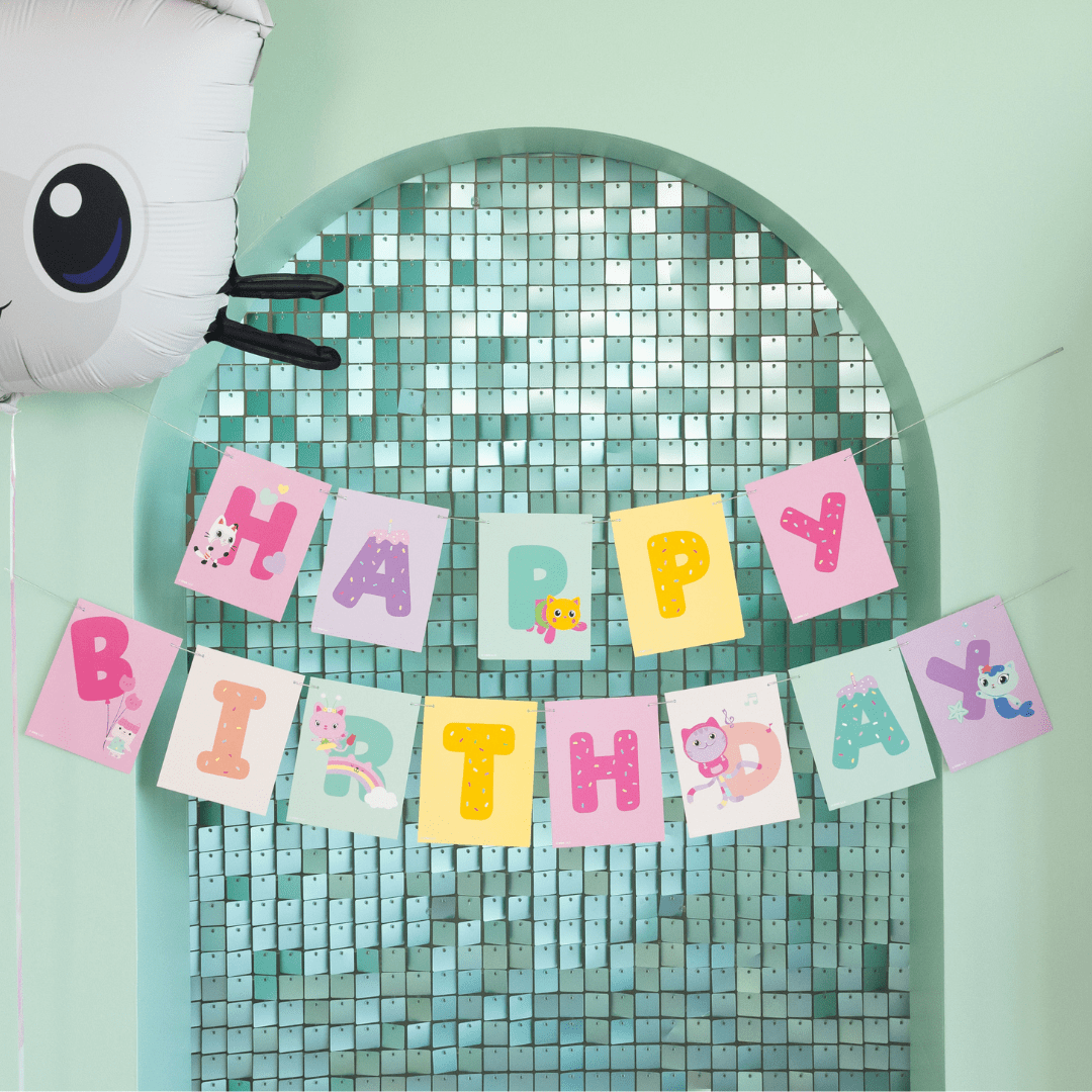 Gabby's Dollhouse Happy Birthday Banner - 3m - Gabby's Dollhouse Party Supplies Bunting Gabby's Dollhouse Happy Birthday Banner - 3m