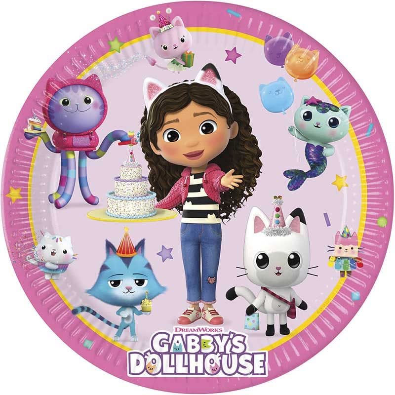 Gabby’s Dollhouse Large Party Plates x 8 - Gabby's Dollhouse Party Supplies Disposable Plates Gabby’s Dollhouse Large Party Plates x 8