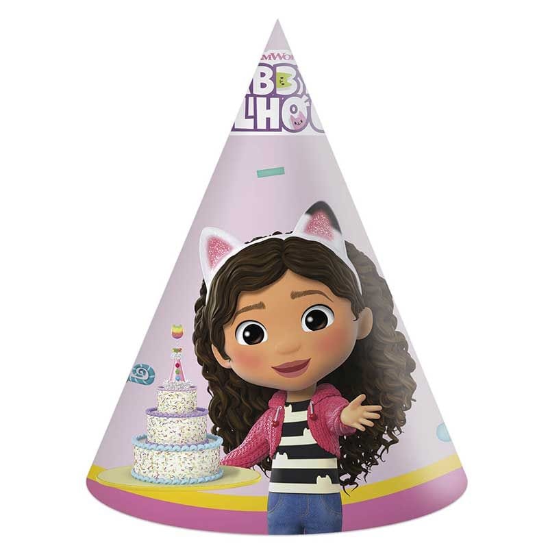Gabby's Dollhouse Party Hats x 6 - Gabby's Dollhouse Party Supplies Party Hats Gabby's Dollhouse Party Hats x 6