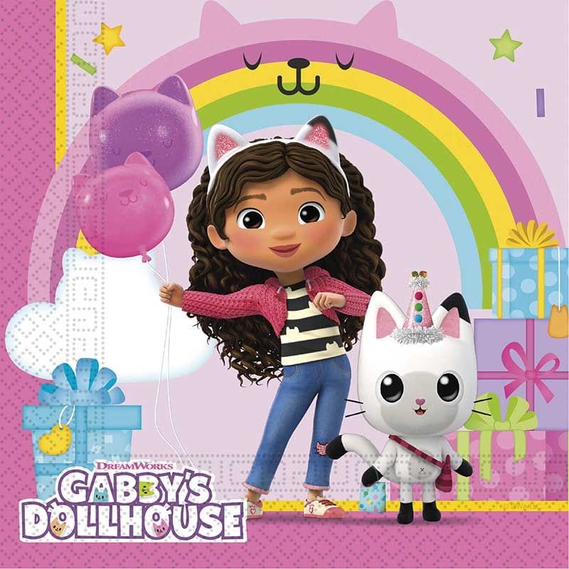 Gabby's Dollhouse Party Napkins x 20 - Gabby's Dollhouse Party Supplies Paper Napkins Gabby's Dollhouse Party Napkins x 20