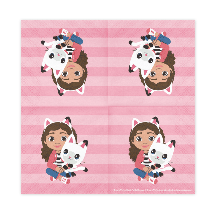 Gabby's Dollhouse Pink Paper Napkins x 20 - Gabby's Dollhouse Party Supplies Paper Napkins Gabby's Dollhouse Pink Paper Napkins x 20