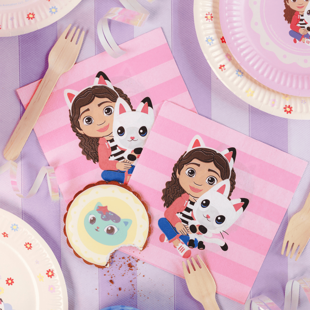 Gabby's Dollhouse Pink Paper Napkins x 20 - Gabby's Dollhouse Party Supplies Paper Napkins Gabby's Dollhouse Pink Paper Napkins x 20