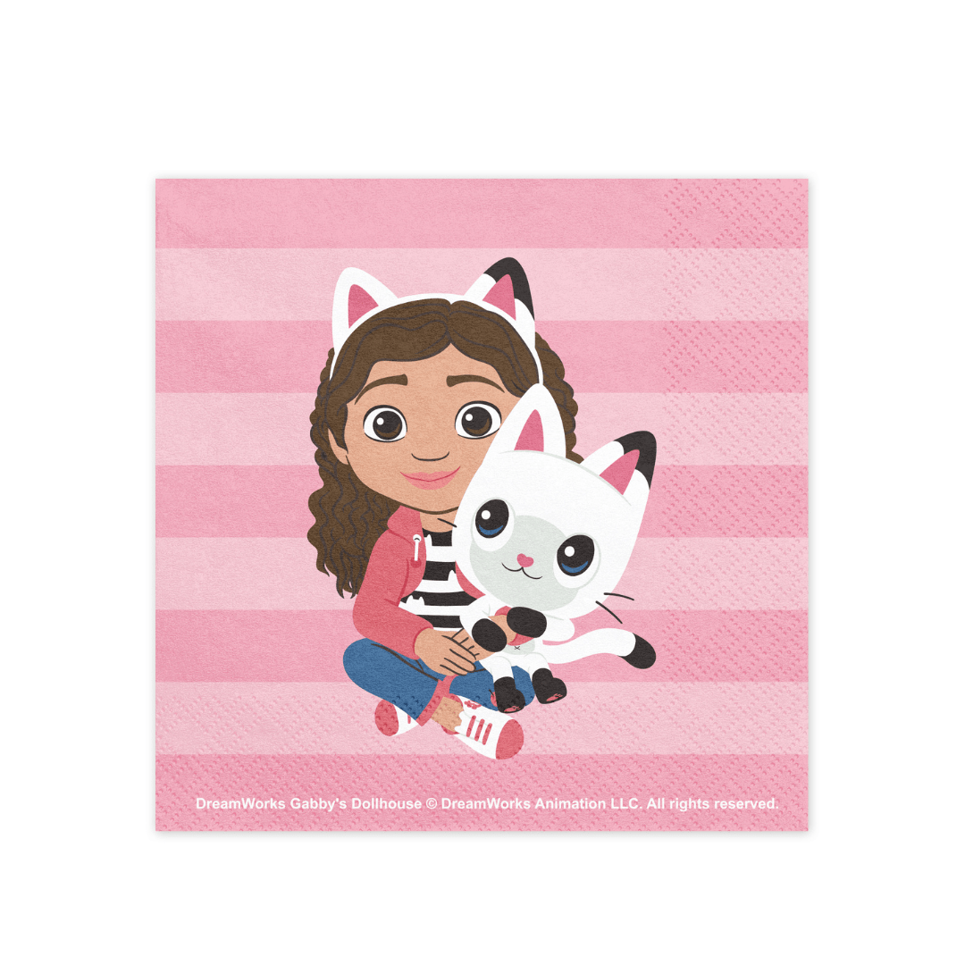 Gabby's Dollhouse Pink Paper Napkins x 20 - Gabby's Dollhouse Party Supplies Paper Napkins Gabby's Dollhouse Pink Paper Napkins x 20