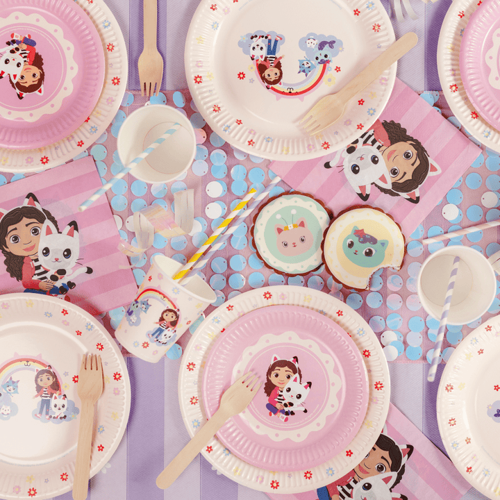 Gabby’s Dollhouse Small Pink Paper Plates x 6 - Gabby's Dollhouse Party Supplies Disposable Cups Gabby’s Dollhouse Small Pink Paper Plates x 6