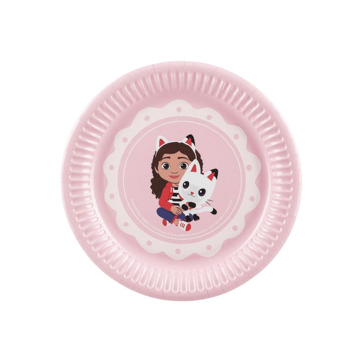 Gabby’s Dollhouse Small Pink Paper Plates x 6 - Gabby's Dollhouse Party Supplies Disposable Cups Gabby’s Dollhouse Small Pink Paper Plates x 6