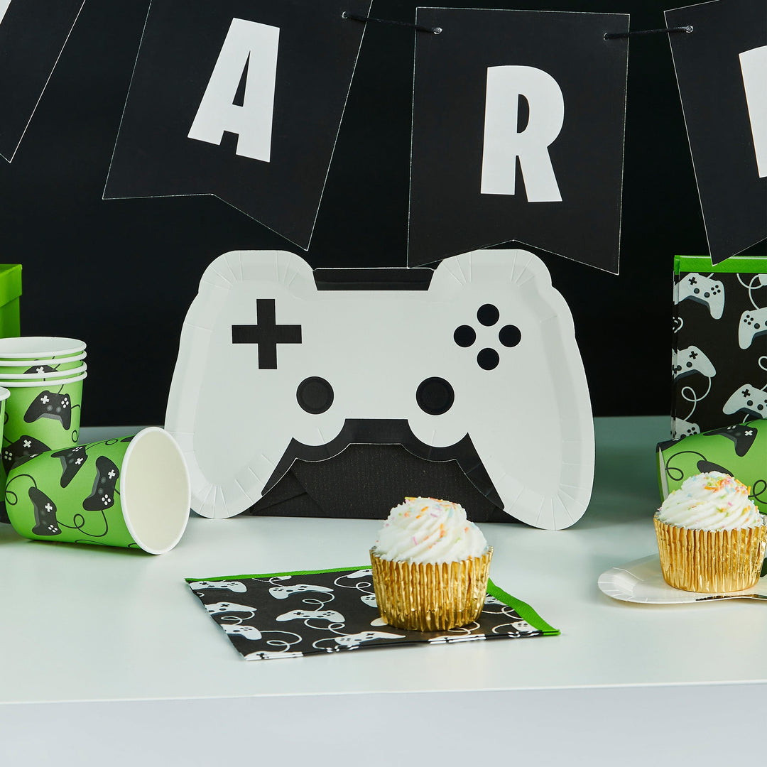 Gaming Party Supplies - Game Controller Paper Plates - Pack of 8 Disposable Plates Game Controller Paper Plates - Pack of 8