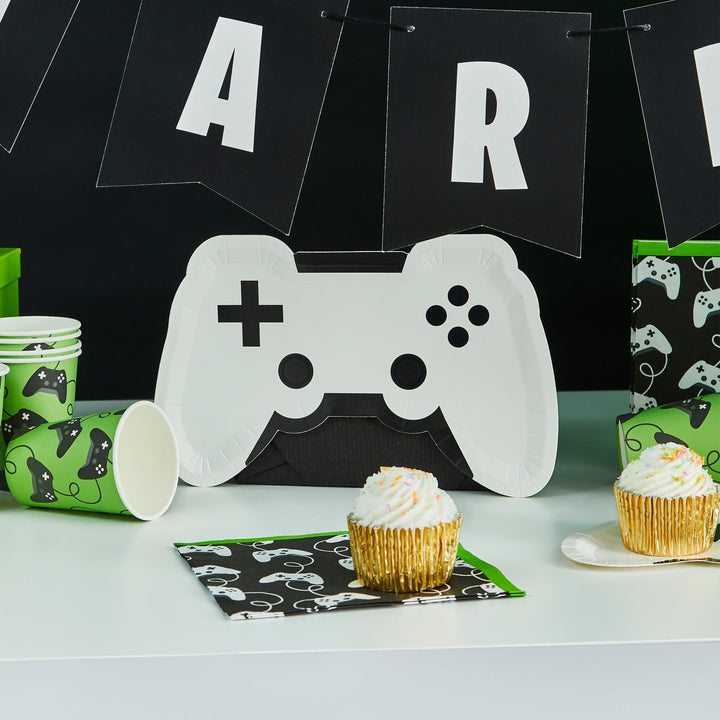 Gaming Party Supplies - Game Controller Paper Plates - Pack of 8 Disposable Plates Game Controller Paper Plates - Pack of 8