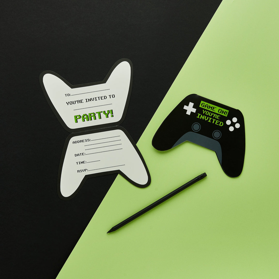 Gaming Party Supplies - Game Controller Party Invitations – Pack of 10 Cake Topper Game Controller Party Invitations – Pack of 10
