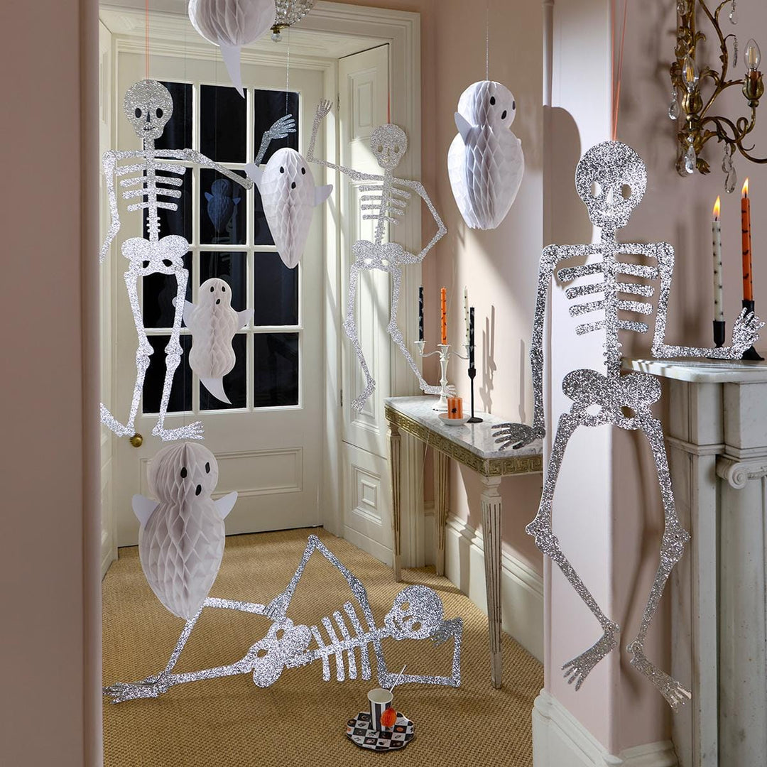 Giant Glitter Skeleton Decorations x 3 | Meri Meri | Little Big Party Party Decorations Giant Glitter Jointed Skeleton Decorations x 3