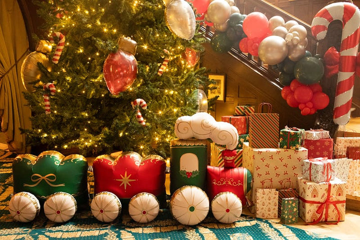 Giant Standing Train Foil Balloon (87 inch) Christmas Decorations Foil Balloon Giant Standing Train Foil Balloon