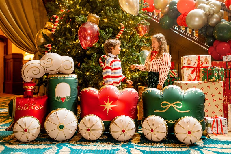 Giant Standing Train Foil Balloon (87 inch) Christmas Decorations Foil Balloon Giant Standing Train Foil Balloon