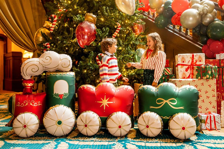 Giant Standing Train Foil Balloon (87 inch) Christmas Decorations Foil Balloon Giant Standing Train Foil Balloon
