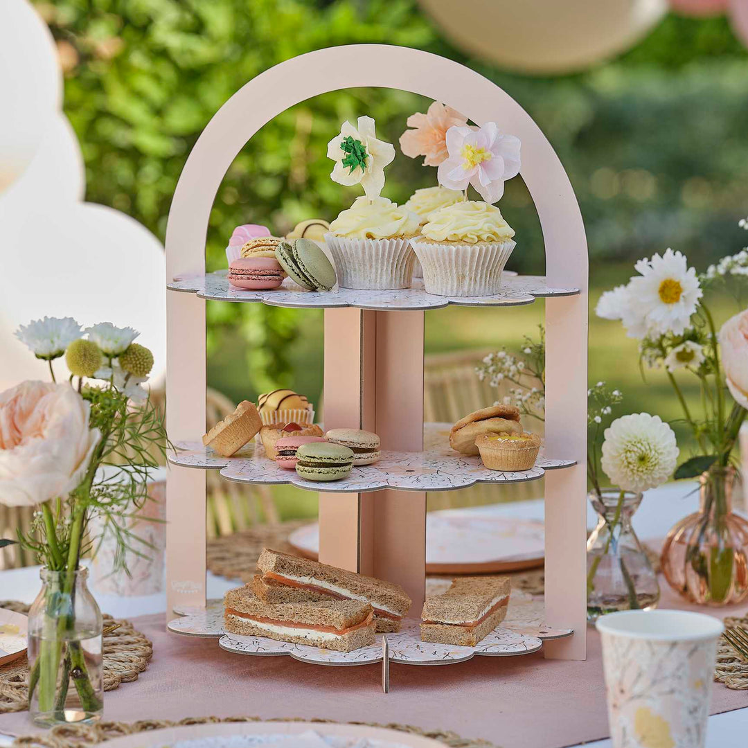 Ginger Ray Floral Afternoon Tea Stand - Floral Baby Shower cake stand Floral Afternoon Tea Stand