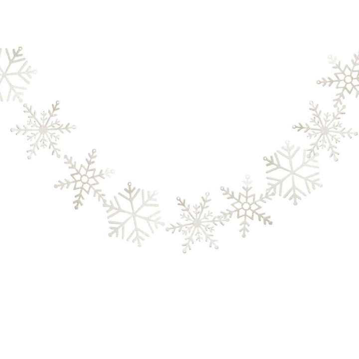 Ginger Ray - Glitter Snowflake Christmas Garland Decoration Bunting Glitter Snowflake Christmas Garland Decoration