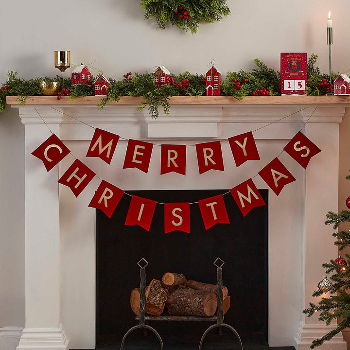 Ginger Ray - Red Velvet Merry Christmas Bunting Bunting Red Velvet Merry Christmas Bunting