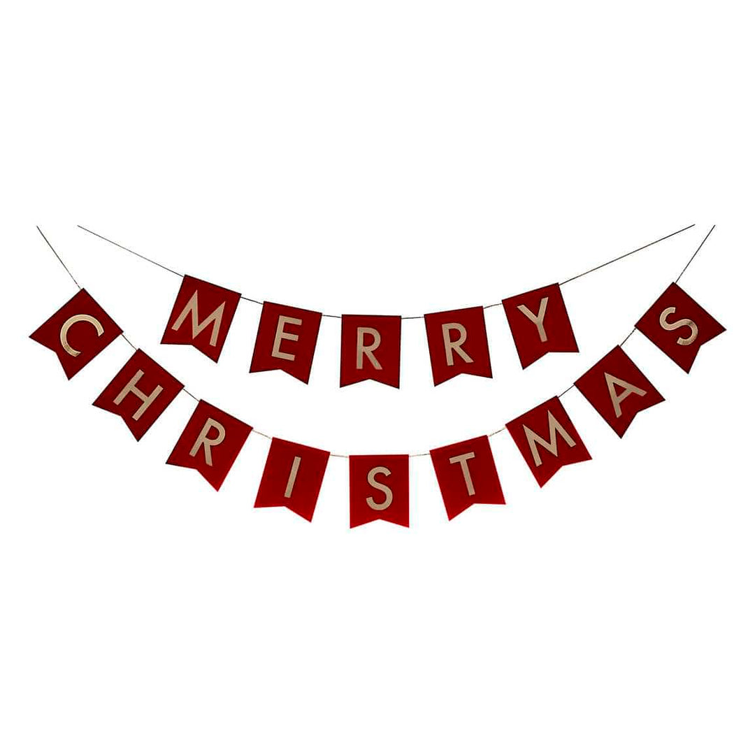 Ginger Ray - Red Velvet Merry Christmas Bunting Bunting Red Velvet Merry Christmas Bunting