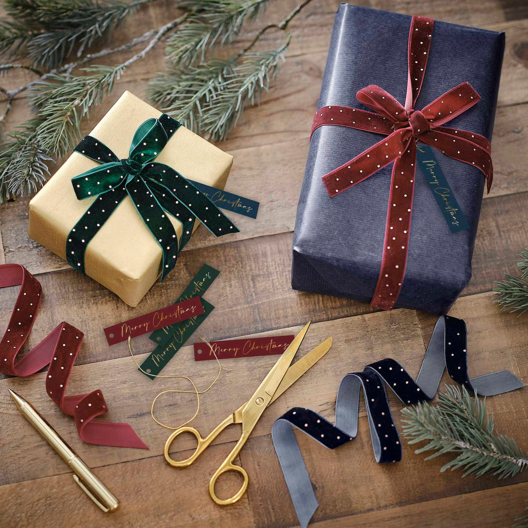 Ginger Ray - Velvet Ribbon Christmas Gift Wrap Set ribbon Velvet Ribbon Christmas Gift Wrap Set