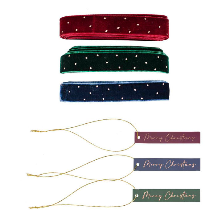 Ginger Ray - Velvet Ribbon Christmas Gift Wrap Set ribbon Velvet Ribbon Christmas Gift Wrap Set