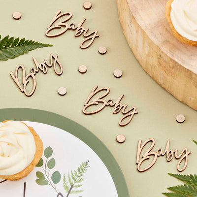 Ginger Ray - Wooden Baby Shower Table Confetti Confetti Wooden Baby Shower Table Confetti