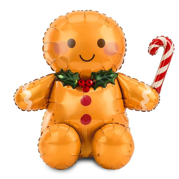 Gingerbread Man Foil Balloon (34 inch) Christmas Balloons Foil Balloon Sitting Gingerbread Man Foil Balloon