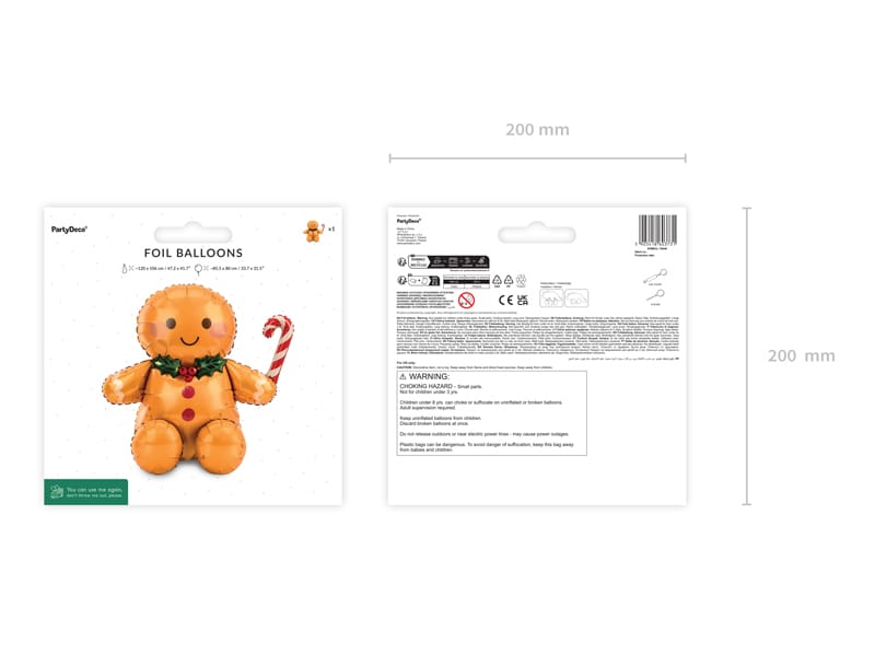 Gingerbread Man Foil Balloon (34 inch) Christmas Balloons Foil Balloon Sitting Gingerbread Man Foil Balloon