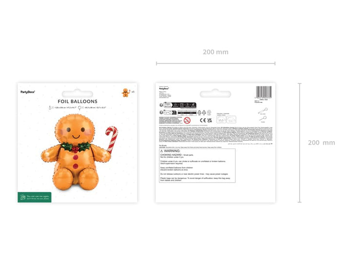 Gingerbread Man Foil Balloon (34 inch) Christmas Balloons Foil Balloon Sitting Gingerbread Man Foil Balloon