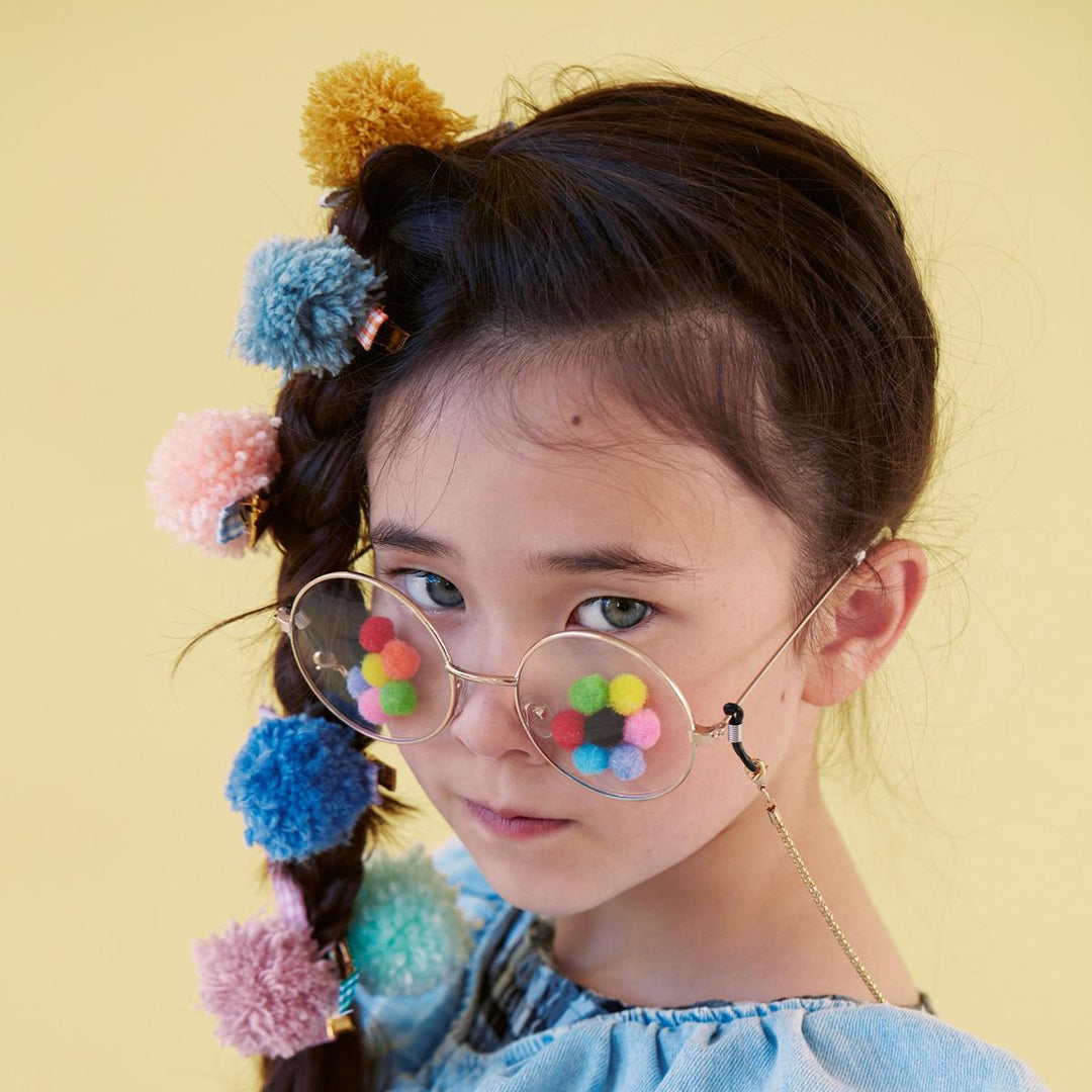 Gingham &amp; Big Pompom Hair Clips x 6 | Meri Meri Hair Clips Gingham &amp; Big Pompom Hair Clips x 6