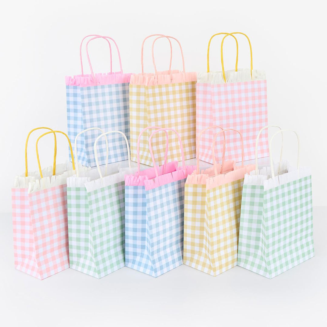 Gingham Fringe Party Bags x 8 | Meri Meri | Little Big Party Party Bags Gingham Fringe Party Bags x 8