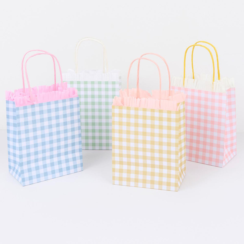 Gingham Fringe Party Bags x 8 | Meri Meri | Little Big Party Party Bags Gingham Fringe Party Bags x 8