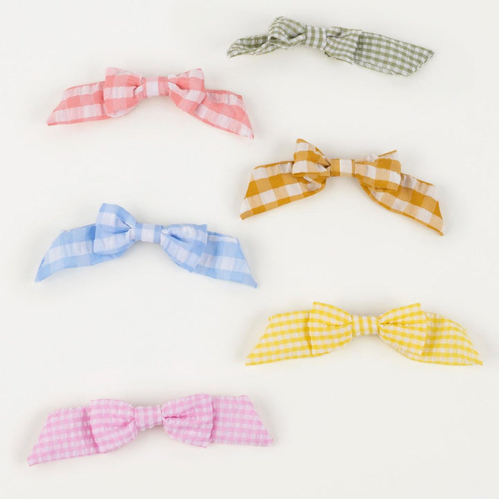 Gingham Hair Bows x 6 | Meri Meri Hair Clips Gingham Hair Bows x 6
