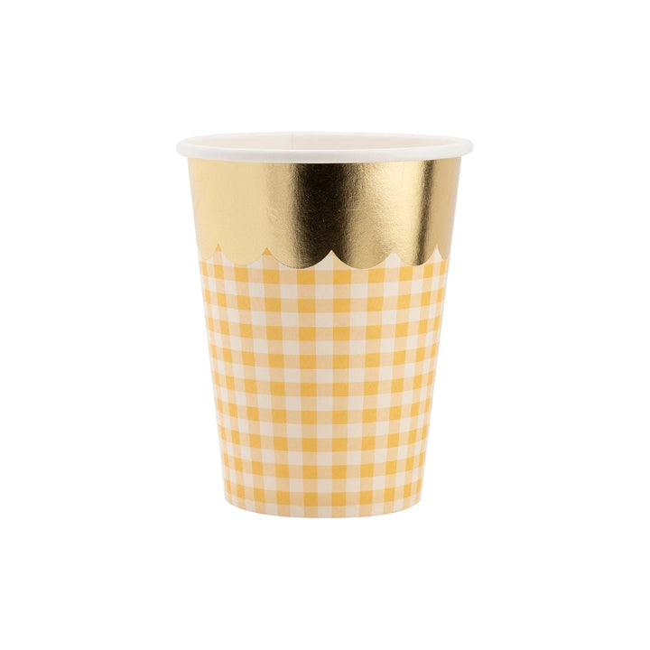 Gingham Party Cups with Gold Scallop (pack of 8) My Mind's Eye Party Supplies Gingham Party Cups with Gold Scallop (pack of 8)