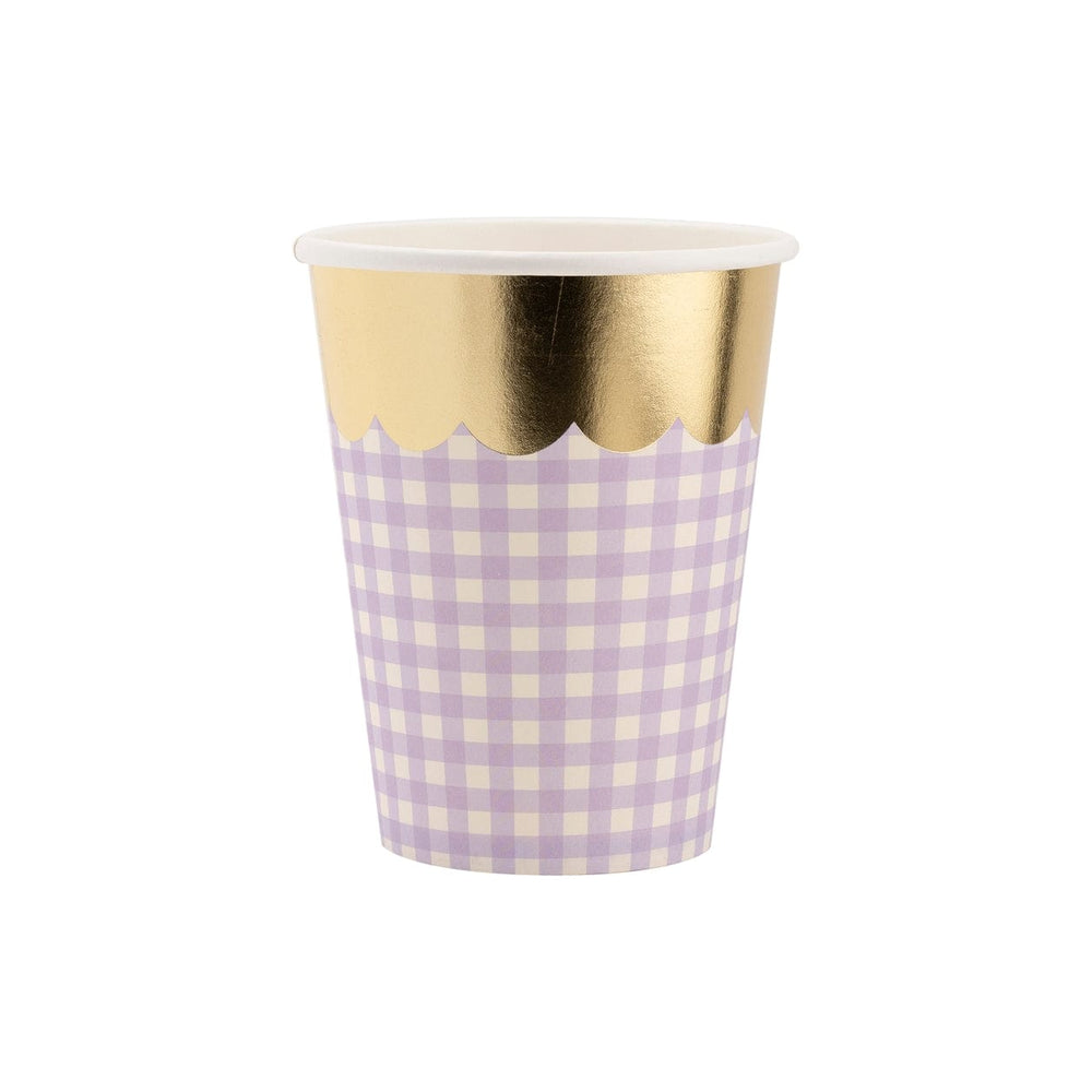 Gingham Party Cups with Gold Scallop (pack of 8) My Mind's Eye Party Supplies Gingham Party Cups with Gold Scallop (pack of 8)