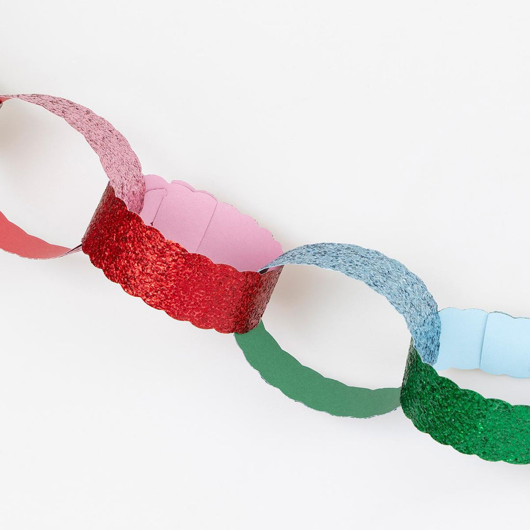 Glitter Christmas Paper Chains Set - Meri Meri Christmas Decorations Bunting Glitter Christmas Paper Chains Set
