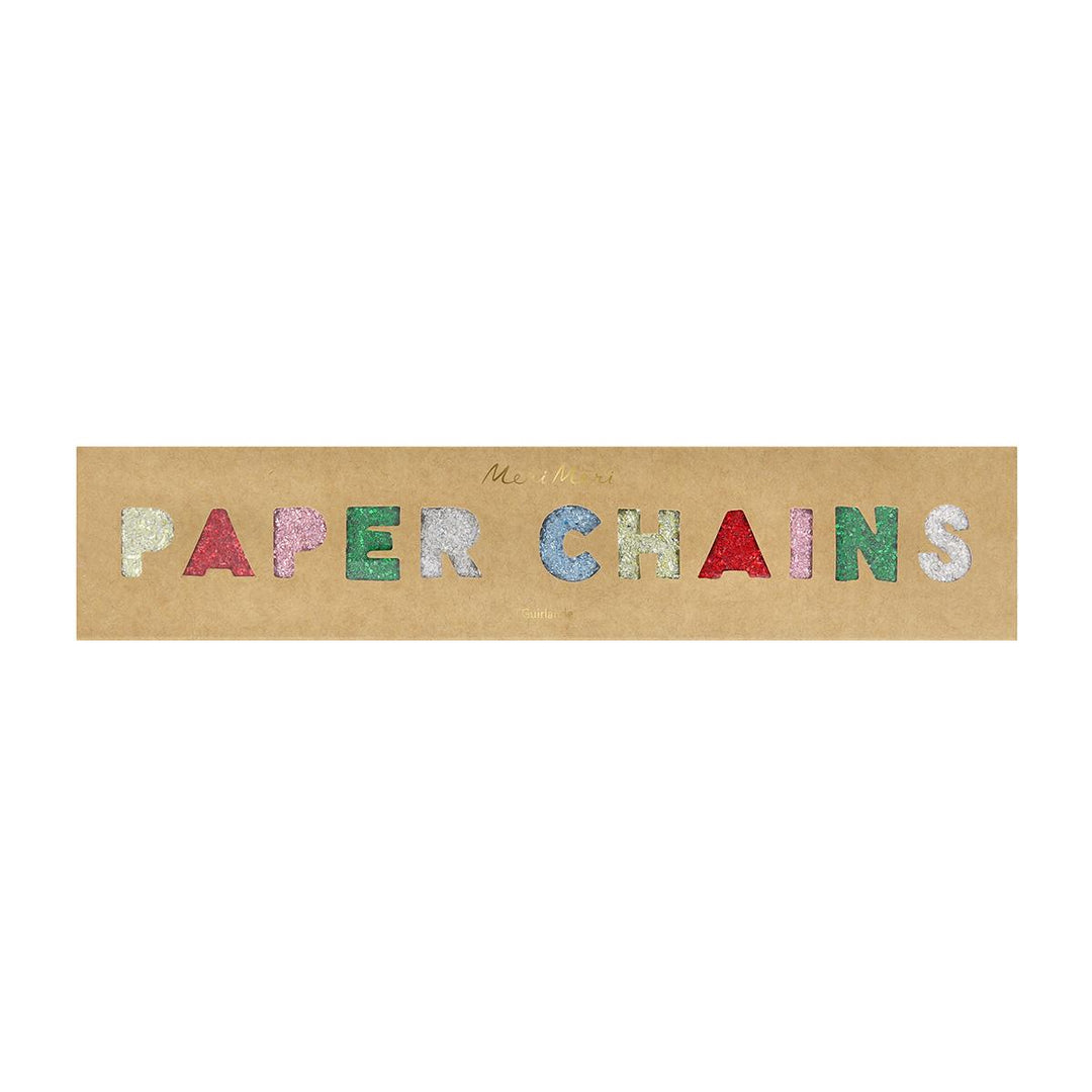 Glitter Christmas Paper Chains Set - Meri Meri Christmas Decorations Bunting Glitter Christmas Paper Chains Set