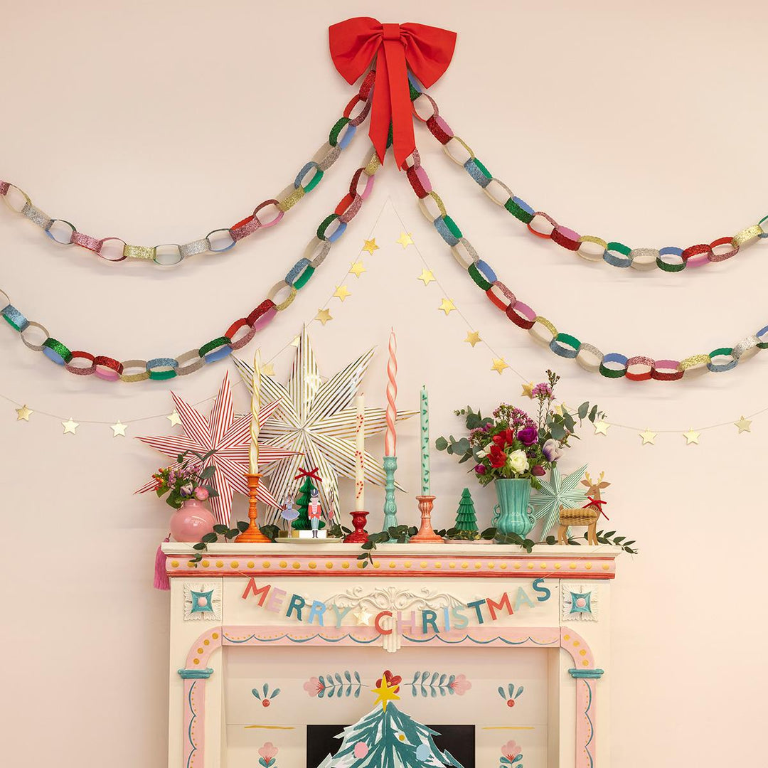 Glitter Christmas Paper Chains Set - Meri Meri Christmas Decorations Bunting Glitter Christmas Paper Chains Set