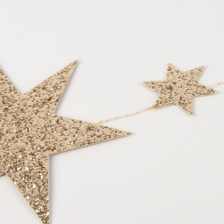Glitter Gold Stars Party Garland - Meri Meri Gold Star Garland Bunting Glitter Gold Stars Party Garland
